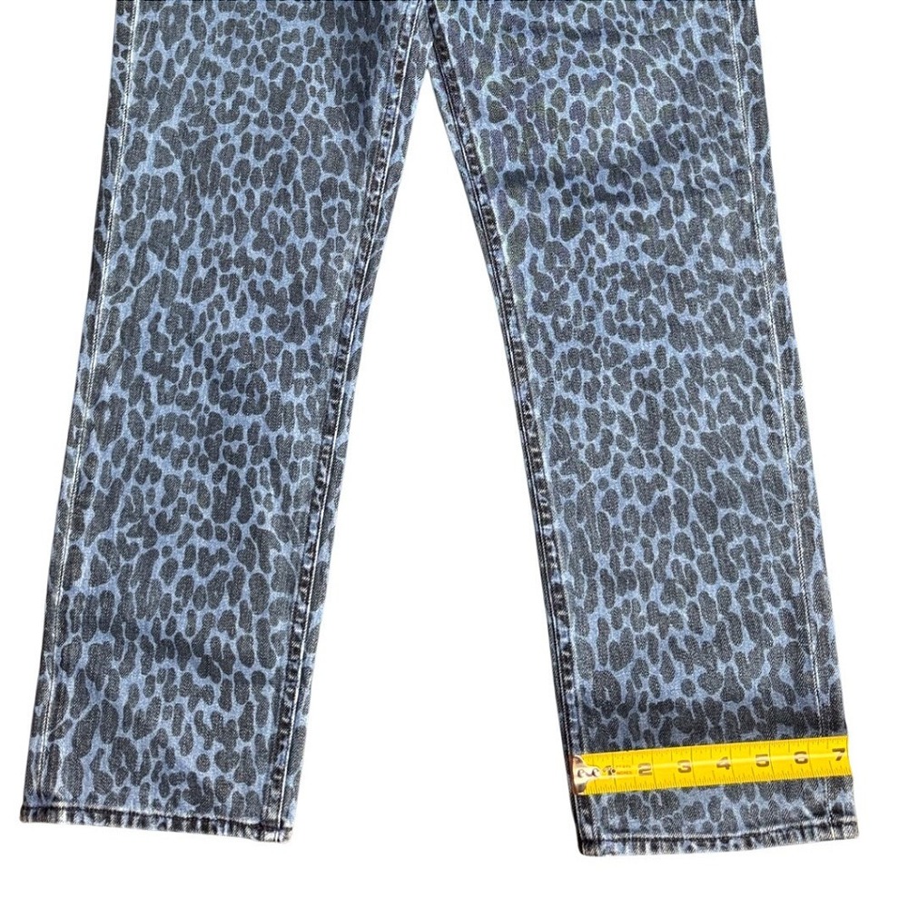 MOTHER Blue Leopard Print Straight Leg Jeans - Picture 10 of 16